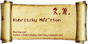 Kubritzky Márton névjegykártya